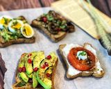 A picture of step 1 of Breakfast Open Sandwiches.