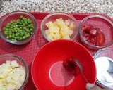 A picture of step 1 of Mix veg and fruit chaat.