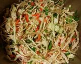 A picture of step 1 of Coleslaw with cumin cilantro dressing.