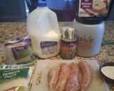 A picture of step 1 of Spinach & Artichoke dip pasta with grilled chicken.