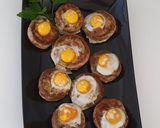 Foto del paso 4 de la receta: Champiñones🍄 rellenos de jamón y huevo de codorniz🍳