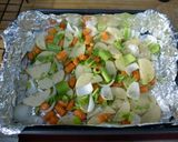A picture of step 3 of Lee's Spatchcocked Chicken & Roasted Veggies.