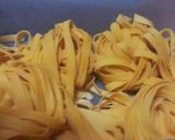 A picture of step 10 of Butter Sautéed King Oyster Mushrooms on Fresh Fettuccine.