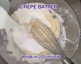 A picture of step 2 of Buckwheat Crêpes with spinach, leeks, bacon and Gruyère cheese.