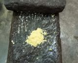 A picture of step 2 of Moong Chatpata Chutney with Pudina Patta and Ginger.