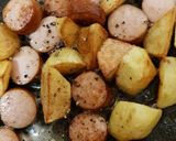 A picture of step 3 of My Smoked Sausage & BBQ Beans with Fried Potato. 😁.