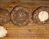 A picture of step 10 of Double Cheese and Bacon Centered, Crumbed Meatballs.