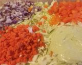 A picture of step 3 of Spicy Corned Beef Tacos with an Avocado Dressing Coleslaw.