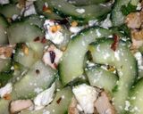 A picture of step 5 of Sig's Goats cheese, tofu and cucumber salad.