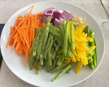A picture of step 2 of Salmon Avocado Mustard With Fancy Veggies.