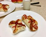 Hình bước làm 5 của món Sandwich cuộn xúc xích phô mai