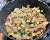 A picture of step 9 of Pork Sauté with Fennel and Cheesy Zucchini.