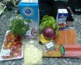 Hình bước làm 1 của món Mỳ ý cá hồi sốt kem nấm và salad cá hồi