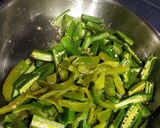A picture of step 3 of Bhindi capsicum sabji.