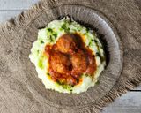 Foto del paso 10 de la receta: 🧆Albóndigas de pollo en salsa con puré a la reina 🧆