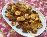 Une image de l'étape 9 de Courgettes jaunes aux tomates, poivrons verts et herbes de Provence.