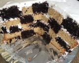 A picture of step 12 of Vanilla chocolate mint checker board cake.