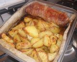 Gombás göngyölt tarja, fűszeres burgonyával recept fázis 5 fotója