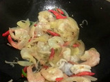 Udang tumis kangkung Hasibuan
