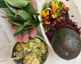A picture of step 1 of Avocado Bhujiya with Laccha Paratha.