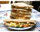 รูปขั้นตอนการทำที่ 6 ของ 🥙แซนวิชคอนโดสลัดผัก3สีอกไก่และไข่ต้ม (Condo Sandwich)