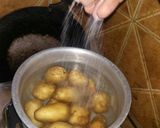 A picture of step 2 of Aloo Tuk (Indian spiced potato fritters).