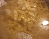 A picture of step 7 of Taisen's chicken fettuccine alfredo.