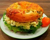 A picture of step 7 of Mike's Southwestern Egg Salad On Jalapeño Bagels.