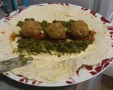 A picture of step 3 of Falafel & Veggie wrap.