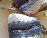 A picture of step 5 of Pan Fried Sardines with Umeboshi and Shiso leaves.