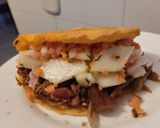 Foto del paso 12 de la receta: Arepa🥯rellena de pollo🫕y salchichón teriyaky con ensalada fresca🥙🧆🌯