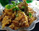 A picture of step 5 of Gobi, gosht and ublay Chawel.