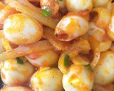 Foto langkah ke 7 dari resep Cumi Saus Padang + telur puyuh.