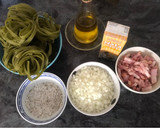 Foto del paso 1 de la receta: Fettuccini de espinacas a mi carbonara. (cintas o nidos)