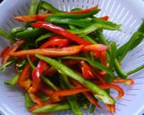 A picture of step 1 of Chinjao Rosu-style Chikuwa and Green Pepper Stir-fry.