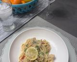 A picture of step 11 of Sunshine Pasta - w lemon and Cajun Cream Sauce.