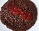 A picture of step 9 of Chocolate pancake with strawberry sauce.