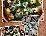 A picture of step 6 of Sig/*ari* 4 Italian cheese ,garlic mushroom,sundried tomato and spinach pizza..