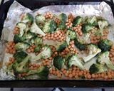 A picture of step 2 of Vickys Spiced Quinoa Roasted Chickpeas & Broccoli GF DF EF SF NF.