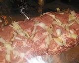 A picture of step 8 of Foil wrapped honey mustard pork loin with zucchini, squash, and baby carrots.
