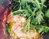 A picture of step 2 of Whole Wheat Penne with Vegan Pesto - Almonds, Cherry Tomatoes, and Arugula.