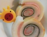 A picture of step 7 of Character Bento Shiso, Ham, and Imitation Crab Chikuwa Rolls..