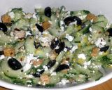 A picture of step 6 of Sig's Goats cheese, tofu and cucumber salad.