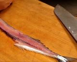 A picture of step 1 of Pacific Saury and Horse Mackerel Bone Crackers in the Microwave.