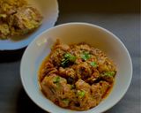 A picture of step 8 of Gosht Qorma.