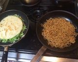 A picture of step 8 of Hiroshima-style Okonomiyaki made with Two Pans.