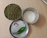 A picture of step 1 of Whole Green Moong Dosa with chutney.