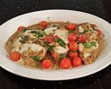 A picture of step 6 of Chicken Caprese.
