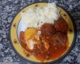 Foto del paso 8 de la receta: Albóndigas con Puré y Huevos Rancheros