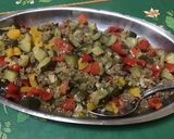 Une image de l'étape 14 de Bœuf aux poivrons, courgette et pesto de fanes de radis.